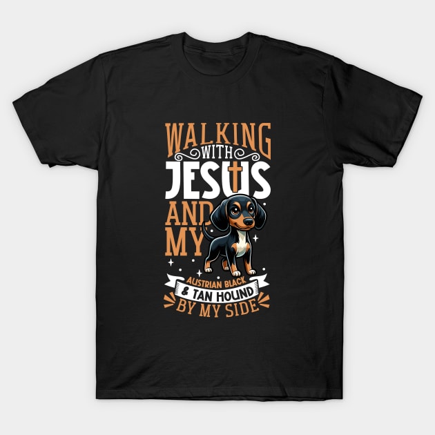 Jesus and dog - Austrian Black and Tan Hound T-Shirt by Modern Medieval Design